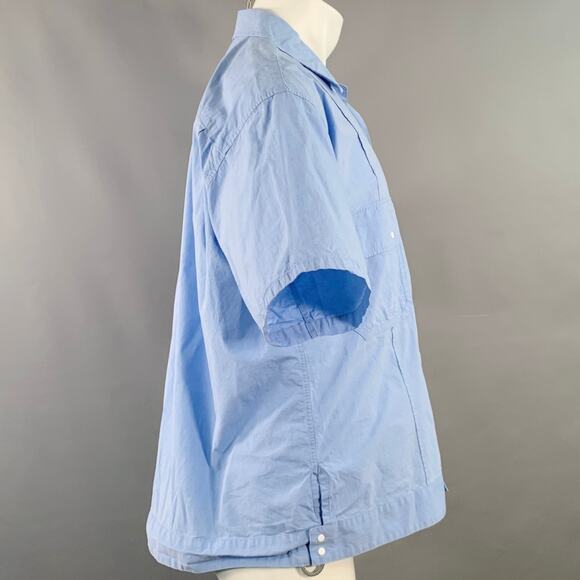 F/CE Size S Blue Cotton Blend Two Pockets Snaps Oversized Short Sleeve Shirt - Picture 3 of 6